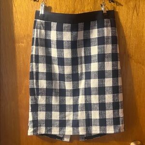 J. Crew Navy and White Checkered Pencil Skirt 6